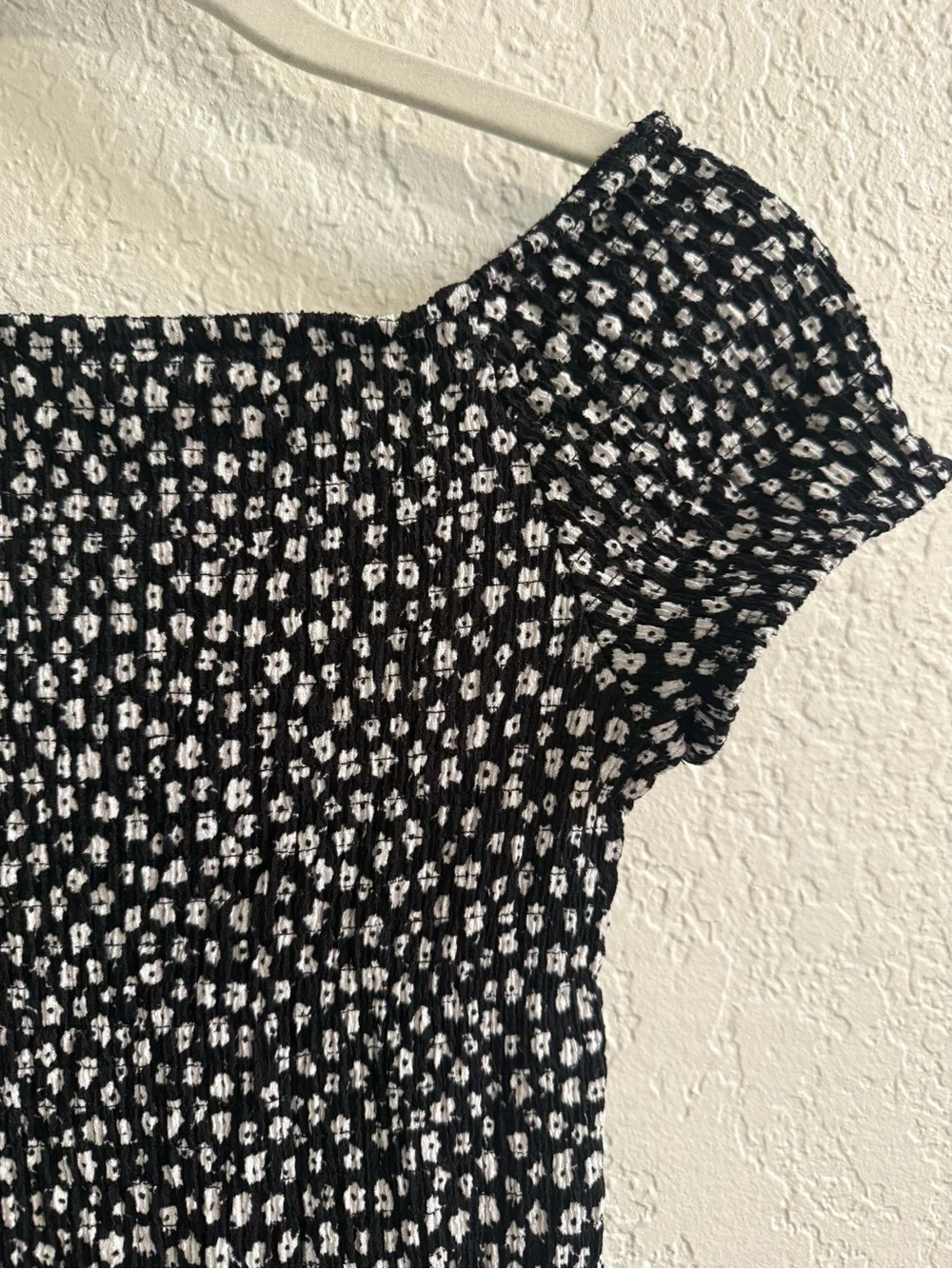 Zara Kids Black and White Floral Smocked Dress